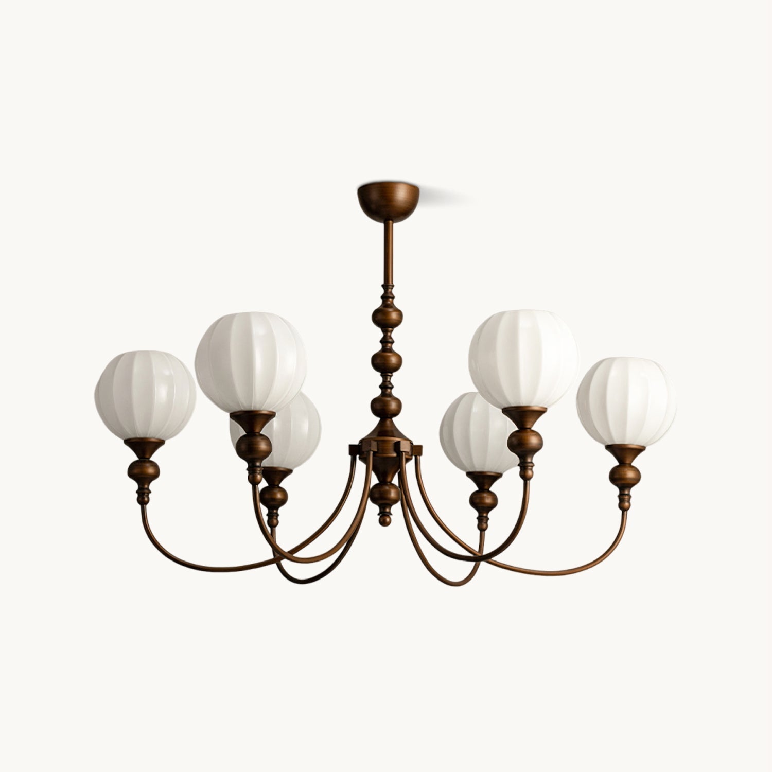 Mirena Kroonluchter – Antiek Brons met Geribbeld Glas – Vintage Modern voor Eetkamer Woonkamer Entree | Sansoti