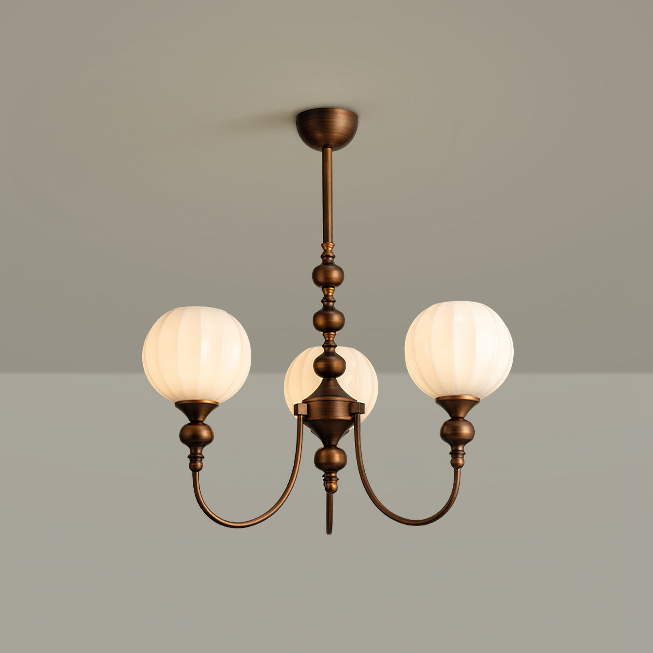 Mirena Kroonluchter – Antiek Brons met Geribbeld Glas – Vintage Modern voor Eetkamer Woonkamer Entree | Sansoti