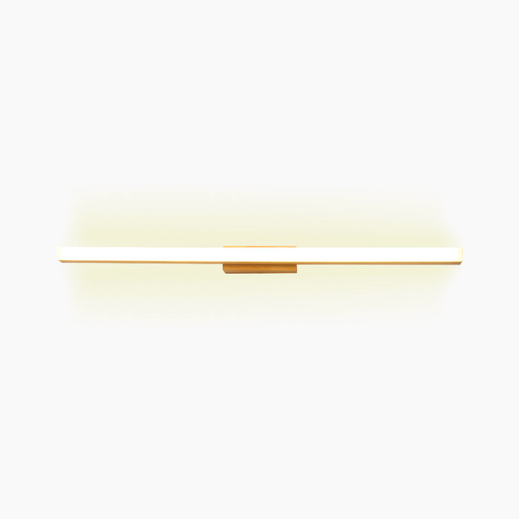 Wooden LED Bathroom Mirror Light with Switch 3 Light Colors 40cm 60cm 80cm Rubberwood Scandinavian | Sansoti