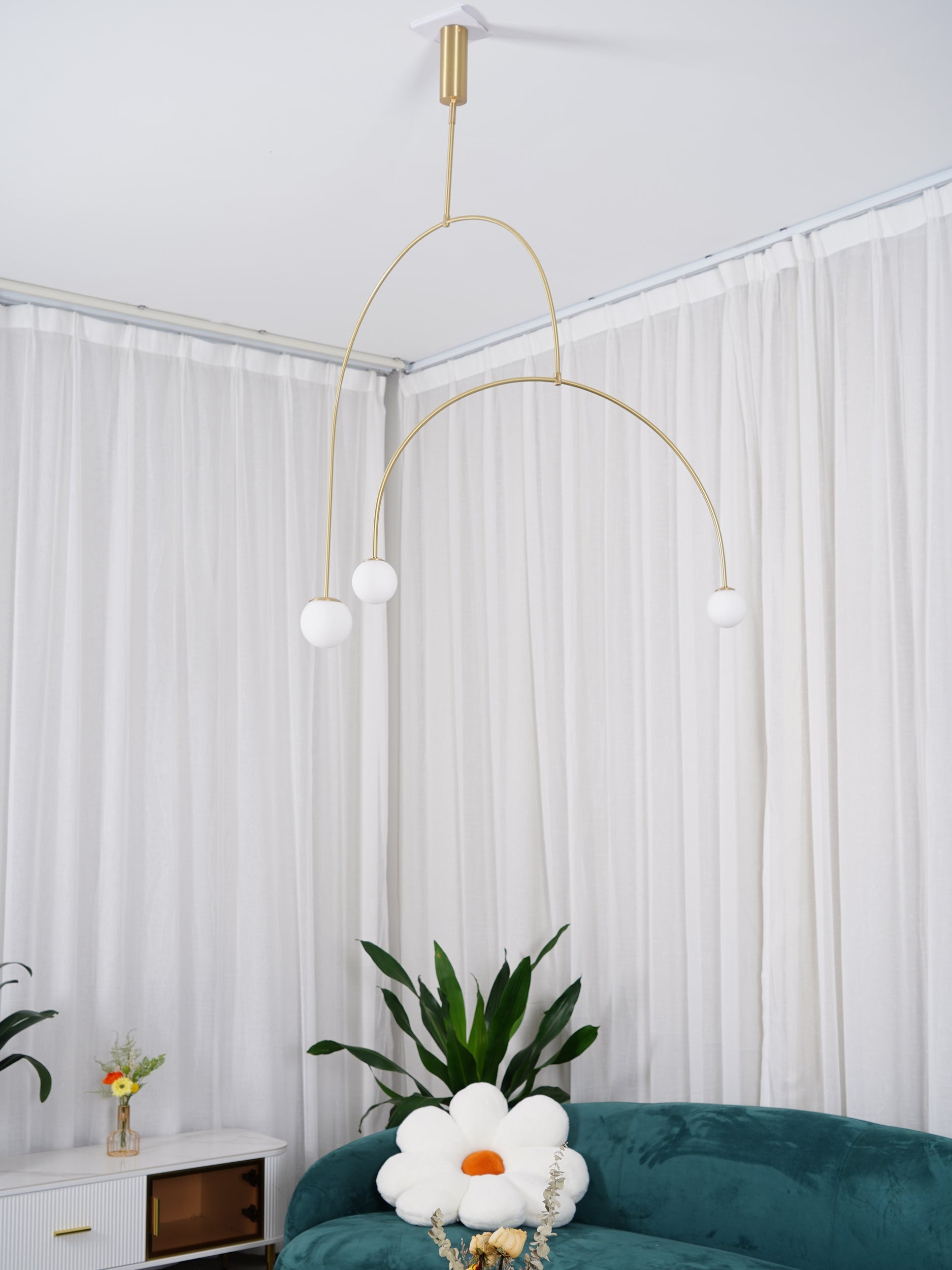 Mobiel Plafondlamp met Glazen Bollen – Modern Messing of Zwart Design – 9 Configuraties – G9 & G4 Fitting | Sansoti