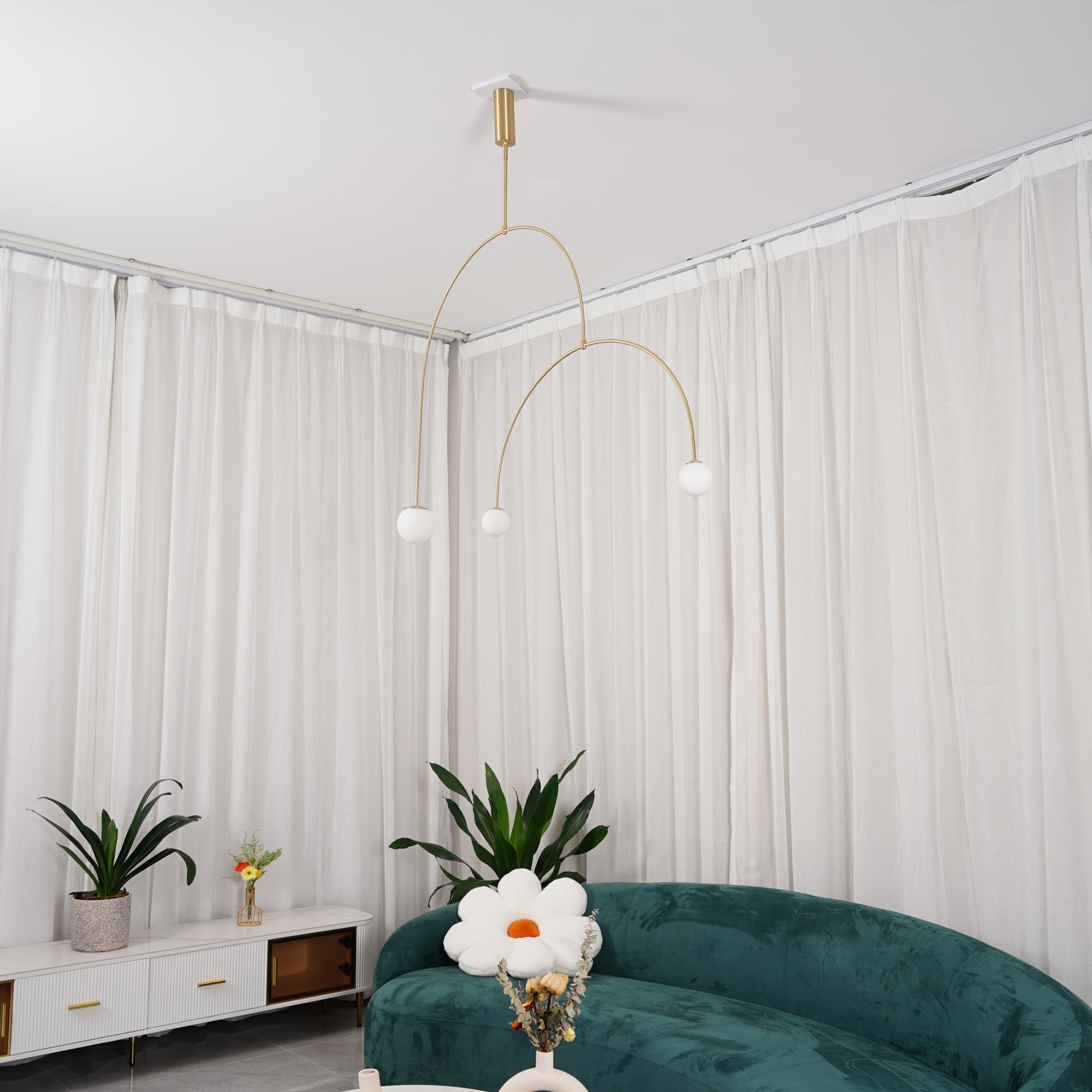Mobiel Plafondlamp met Glazen Bollen – Modern Messing of Zwart Design – 9 Configuraties – G9 & G4 Fitting | Sansoti