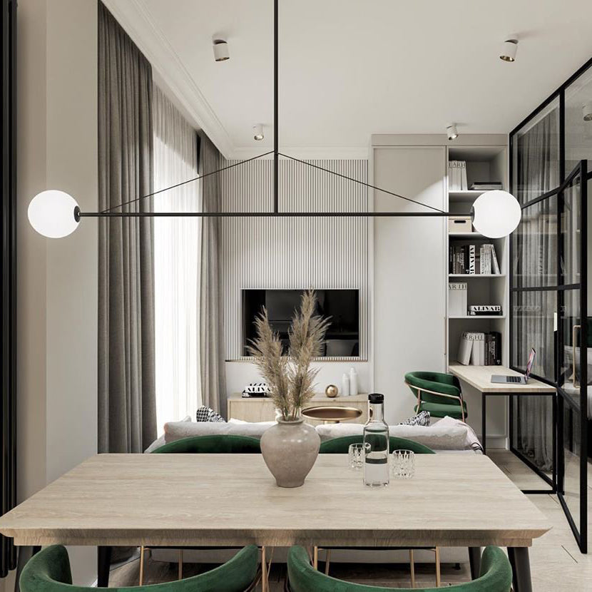 Mobiel Plafondlamp met Glazen Bollen – Modern Messing of Zwart Design – 9 Configuraties – G9 & G4 Fitting | Sansoti