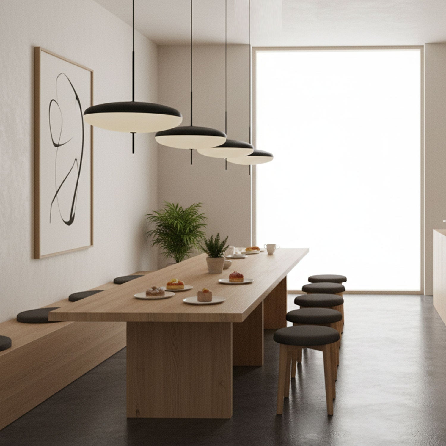Opaalwitte Schijfhanglamp Elliptisch Design Glas-Effect Polymeer 3-4 Lichtpunten E26/E27 Moderne Designlamp Scandinavische Stijl Zwart of Wit Scandinavisch Interieur | Sansoti