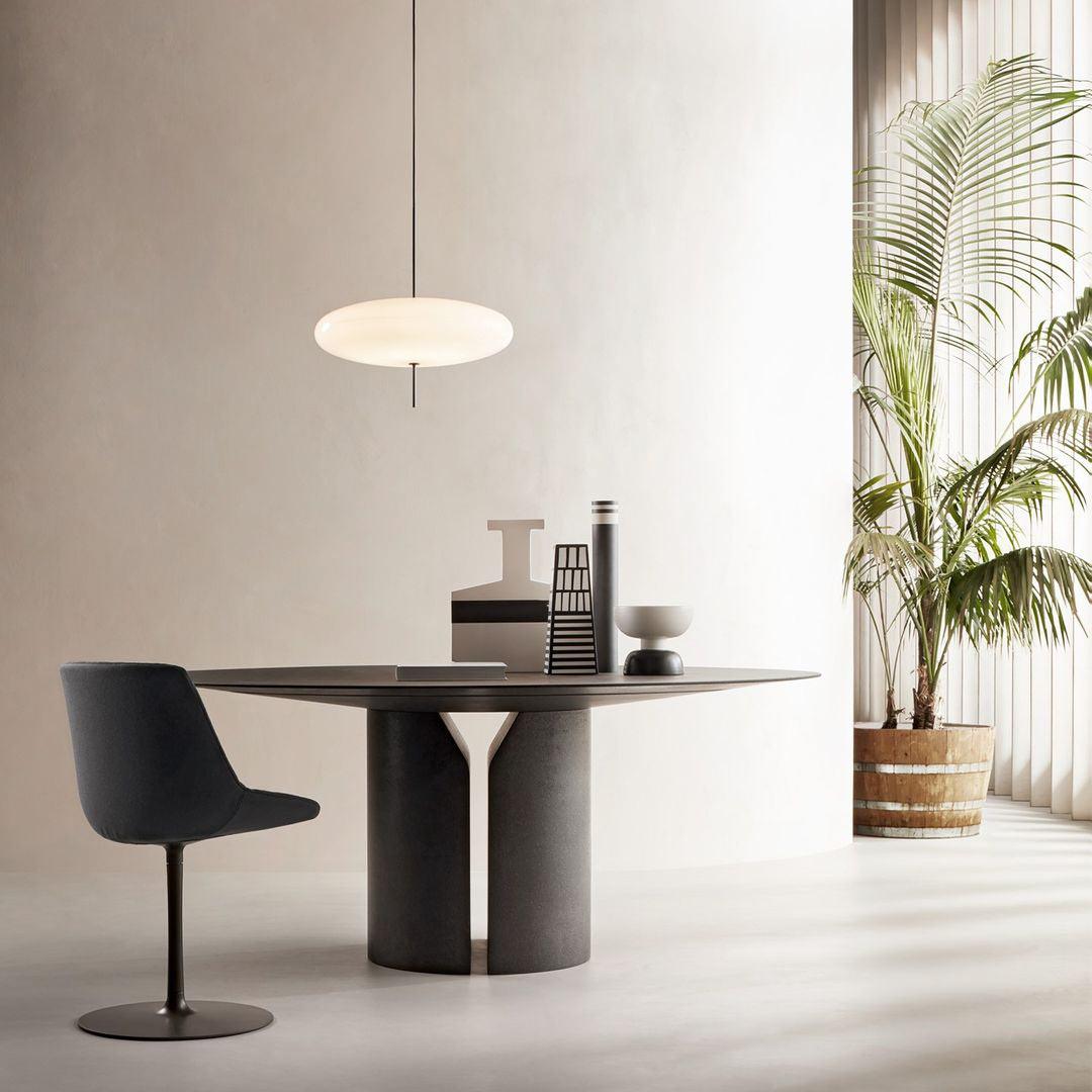 Opaalwitte Schijfhanglamp Elliptisch Design Glas-Effect Polymeer 3-4 Lichtpunten E26/E27 Moderne Designlamp Scandinavische Stijl Zwart of Wit Scandinavisch Interieur | Sansoti