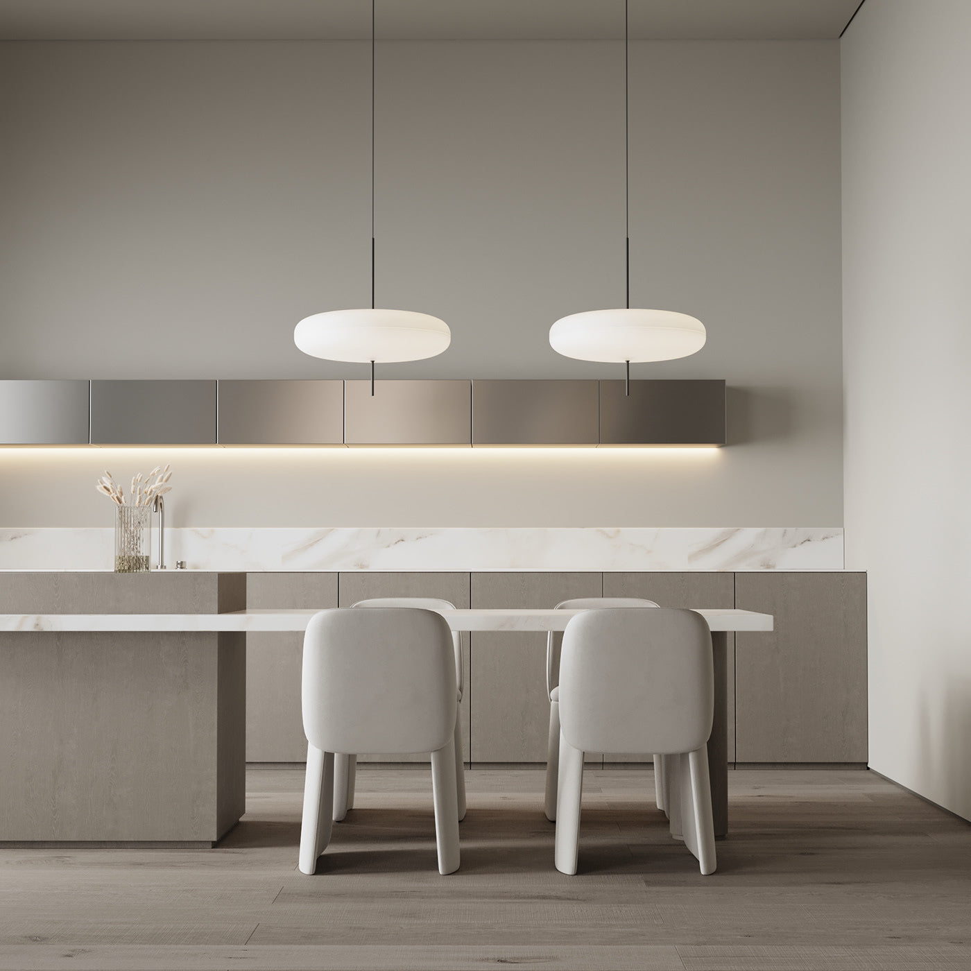 Opaalwitte Schijfhanglamp Elliptisch Design Glas-Effect Polymeer 3-4 Lichtpunten E26/E27 Moderne Designlamp Scandinavische Stijl Zwart of Wit Scandinavisch Interieur | Sansoti