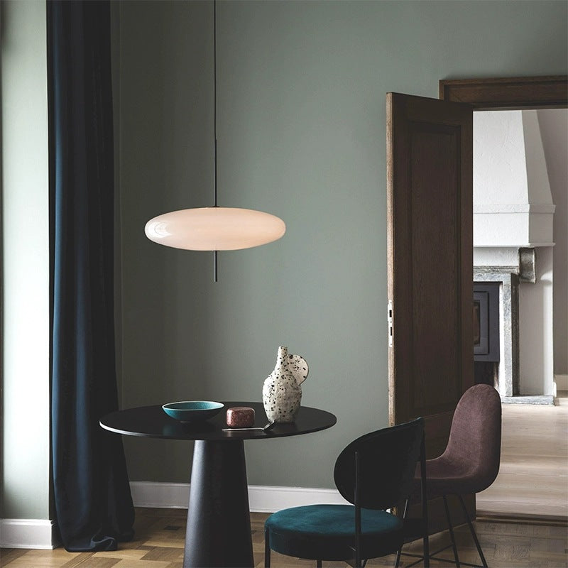Opaalwitte Schijfhanglamp Elliptisch Design Glas-Effect Polymeer 3-4 Lichtpunten E26/E27 Moderne Designlamp Scandinavische Stijl Zwart of Wit Scandinavisch Interieur | Sansoti