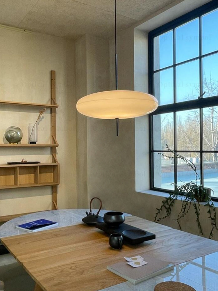 Opaalwitte Schijfhanglamp Elliptisch Design Glas-Effect Polymeer 3-4 Lichtpunten E26/E27 Moderne Designlamp Scandinavische Stijl Zwart of Wit Scandinavisch Interieur | Sansoti