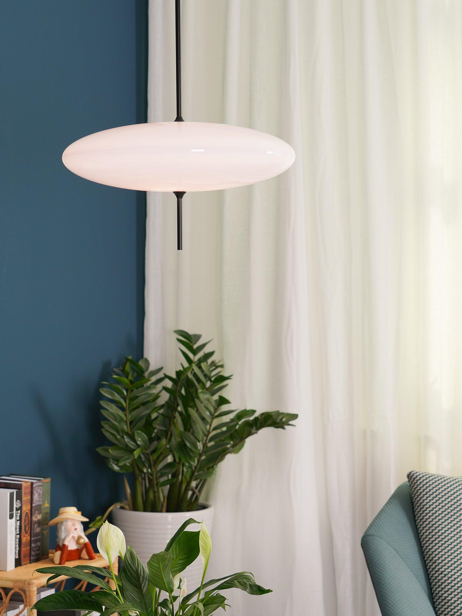 Opaalwitte Schijfhanglamp Elliptisch Design Glas-Effect Polymeer 3-4 Lichtpunten E26/E27 Moderne Designlamp Scandinavische Stijl Zwart of Wit Scandinavisch Interieur | Sansoti