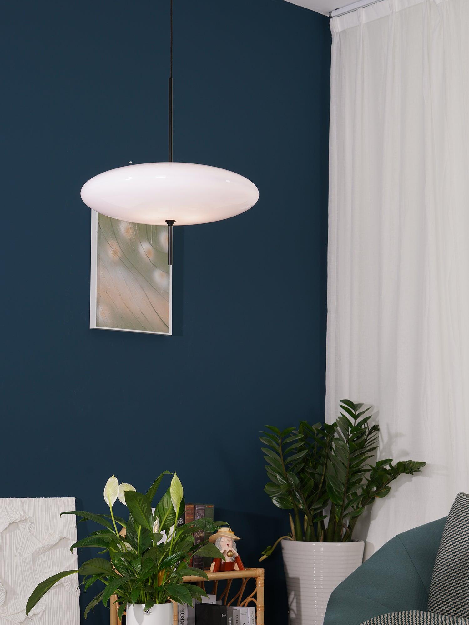 Opaalwitte Schijfhanglamp Elliptisch Design Glas-Effect Polymeer 3-4 Lichtpunten E26/E27 Moderne Designlamp Scandinavische Stijl Zwart of Wit Scandinavisch Interieur | Sansoti