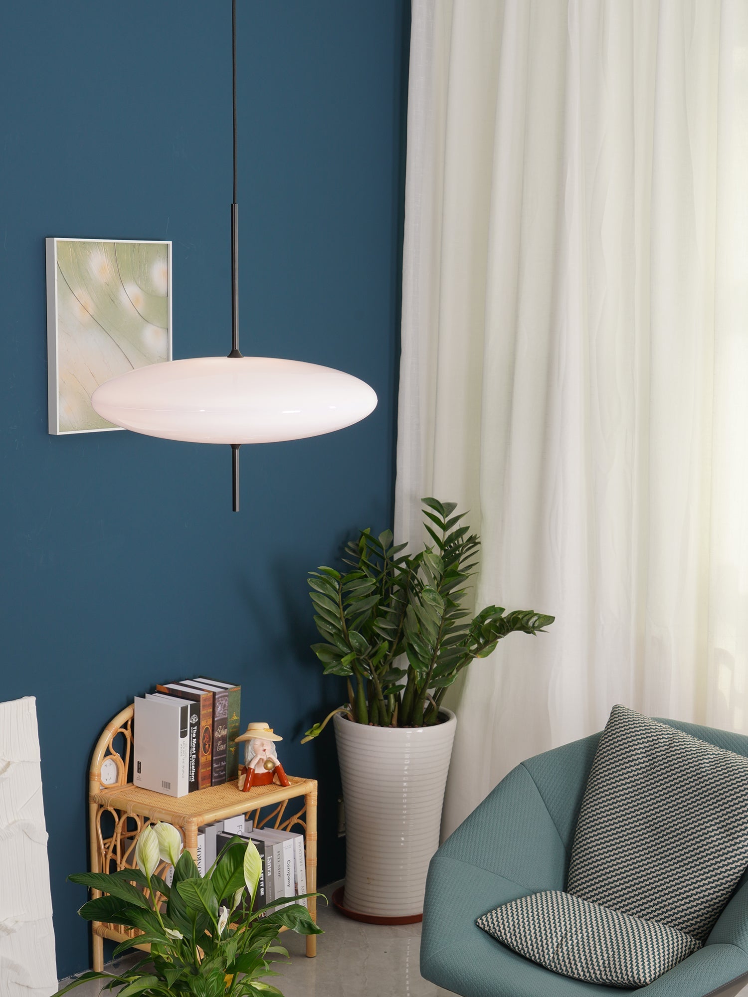 Opaalwitte Schijfhanglamp Elliptisch Design Glas-Effect Polymeer 3-4 Lichtpunten E26/E27 Moderne Designlamp Scandinavische Stijl Zwart of Wit Scandinavisch Interieur | Sansoti