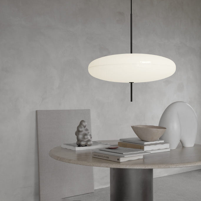 Opaalwitte Schijfhanglamp Elliptisch Design Glas-Effect Polymeer 3-4 Lichtpunten E26/E27 Moderne Designlamp Scandinavische Stijl Zwart of Wit Scandinavisch Interieur | Sansoti