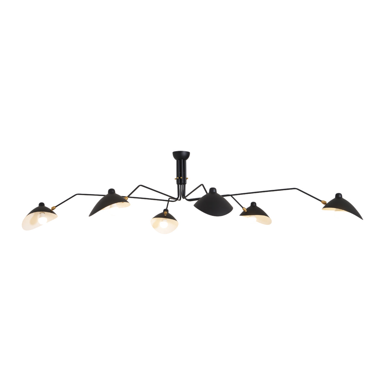 Verstelbare Spinlamp Multi-Arm Plafondlamp Industriële Design Messing Details Zwart Wit Scandinavisch Modern | Sansoti