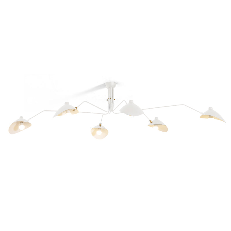 Verstelbare Spinlamp Multi-Arm Plafondlamp Industriële Design Messing Details Zwart Wit Scandinavisch Modern | Sansoti