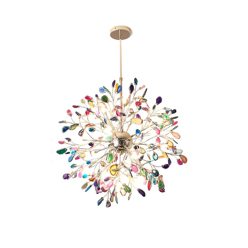 Hanglamp Kroonluchter Natuurlijk Agaat Metaal Goud Multicolor G4 12-18 Lichts Woonkamer | Sansoti