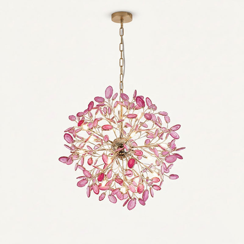Hanglamp Kroonluchter Natuurlijk Agaat Metaal Goud Multicolor G4 12-18 Lichts Woonkamer | Sansoti