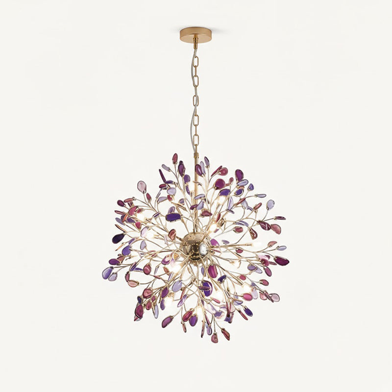 Hanglamp Kroonluchter Natuurlijk Agaat Metaal Goud Multicolor G4 12-18 Lichts Woonkamer | Sansoti