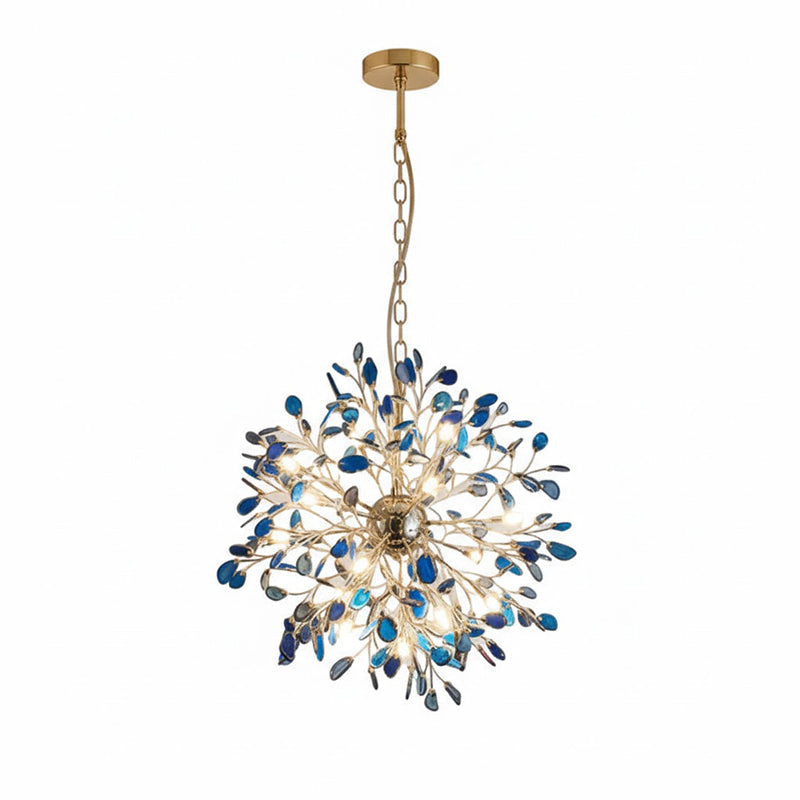 Hanglamp Kroonluchter Natuurlijk Agaat Metaal Goud Multicolor G4 12-18 Lichts Woonkamer | Sansoti