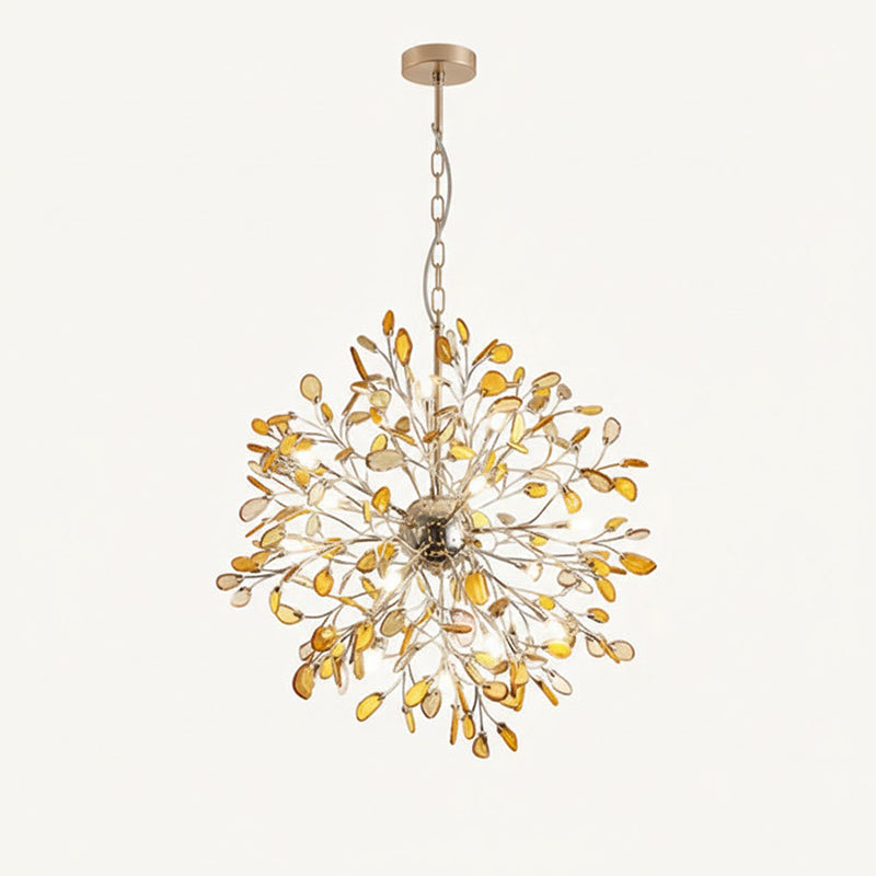 Hanglamp Kroonluchter Natuurlijk Agaat Metaal Goud Multicolor G4 12-18 Lichts Woonkamer | Sansoti