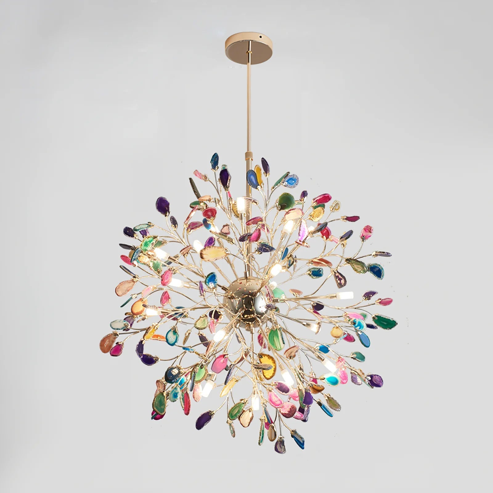 Hanglamp Kroonluchter Natuurlijk Agaat Metaal Goud Multicolor G4 12-18 Lichts Woonkamer | Sansoti