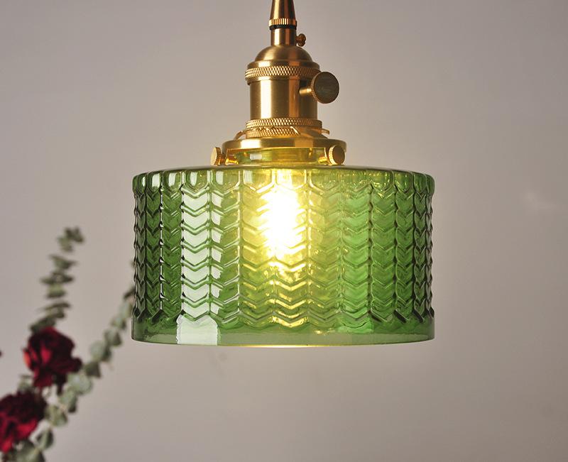 Hanglamp Geribbeld Glas Messing Japans Retro E27 Eetkamer Keuken Wit Groen | Sansoti