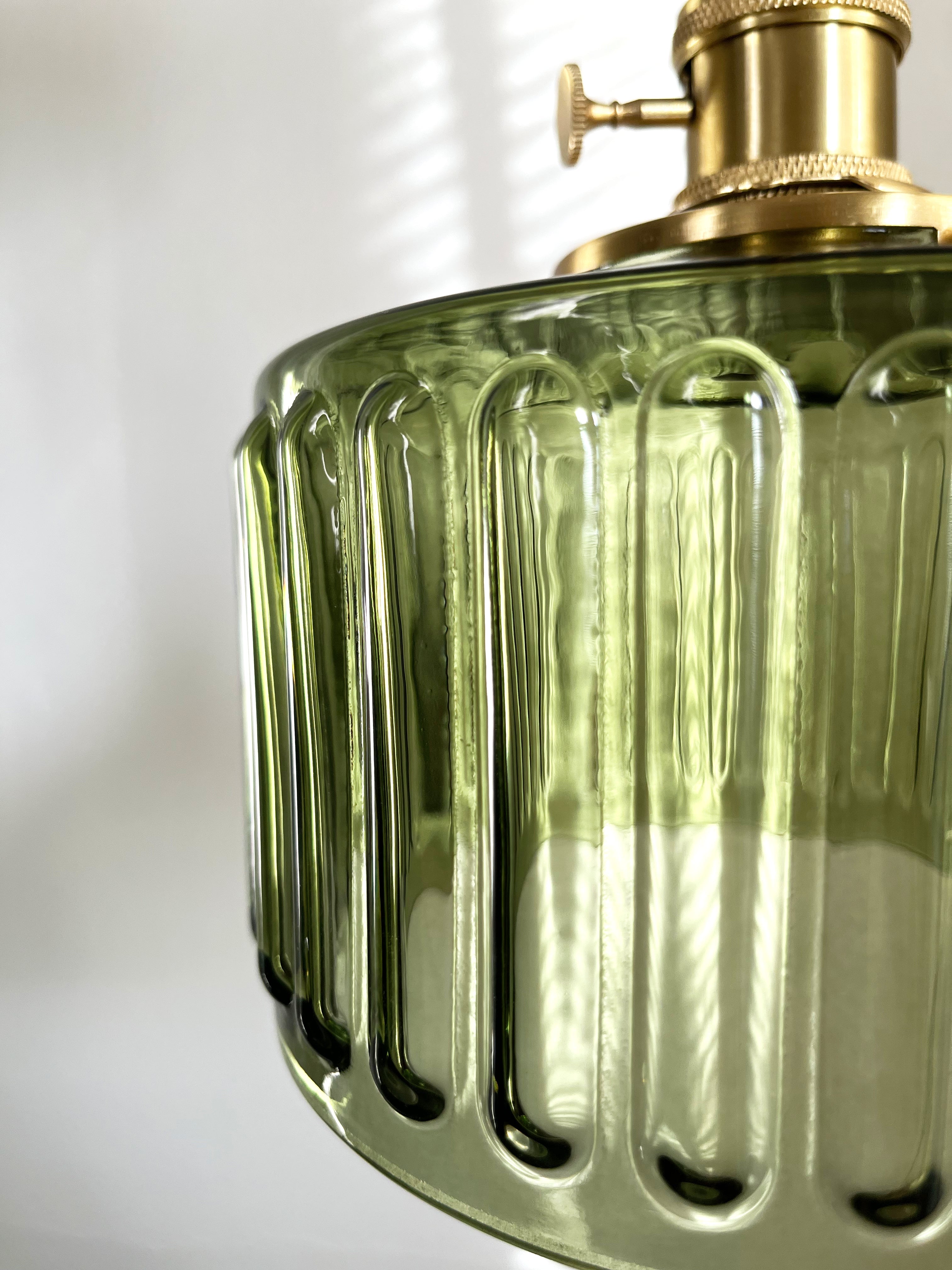 Hanglamp Geribbeld Glas Messing Japans Retro E27 Eetkamer Keuken Wit Groen | Sansoti