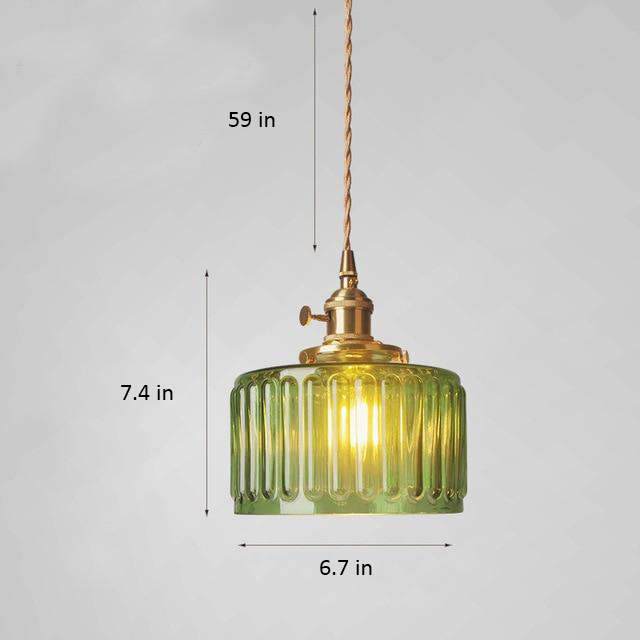 Hanglamp Geribbeld Glas Messing Japans Retro E27 Eetkamer Keuken Wit Groen | Sansoti