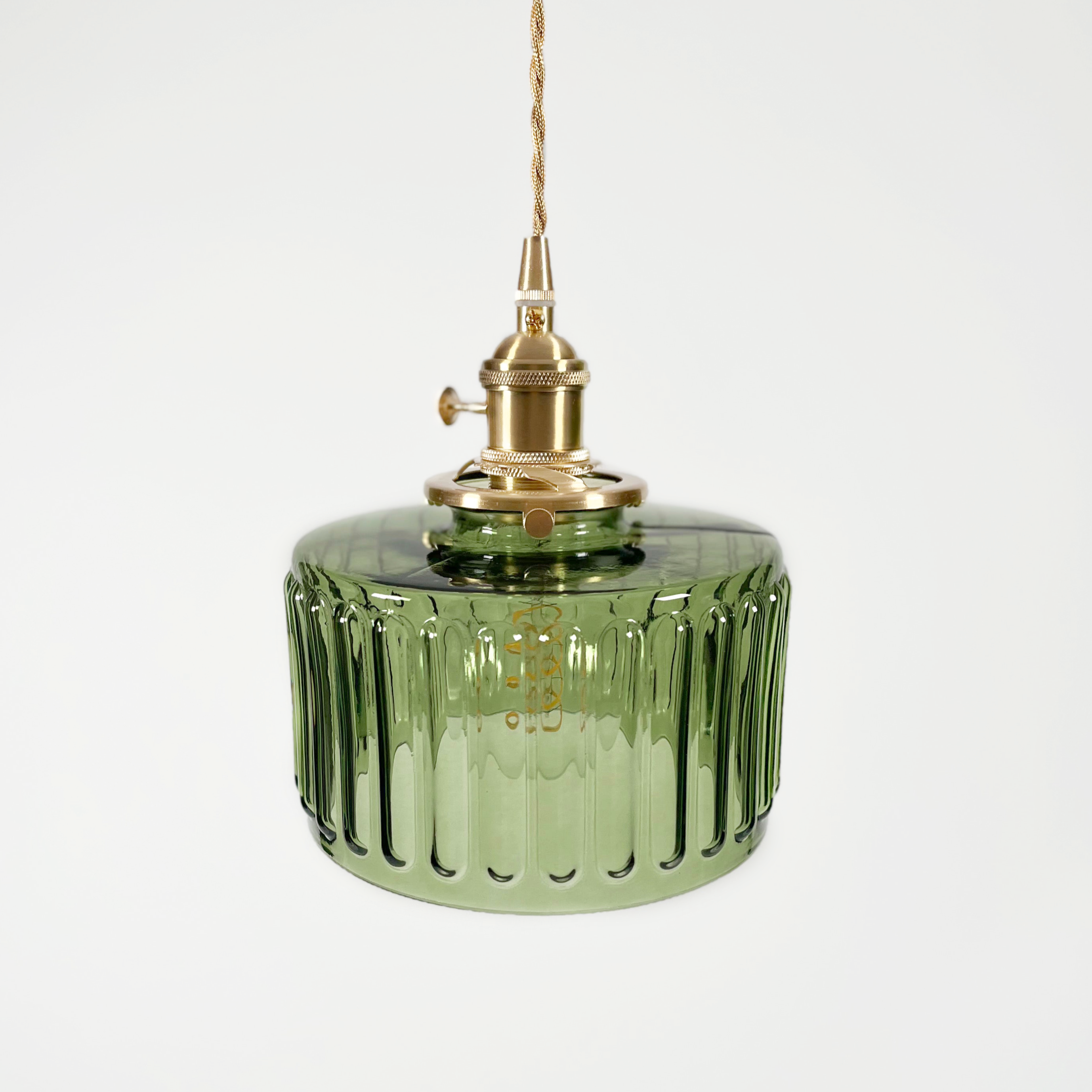 Hanglamp Geribbeld Glas Messing Japans Retro E27 Eetkamer Keuken Wit Groen | Sansoti