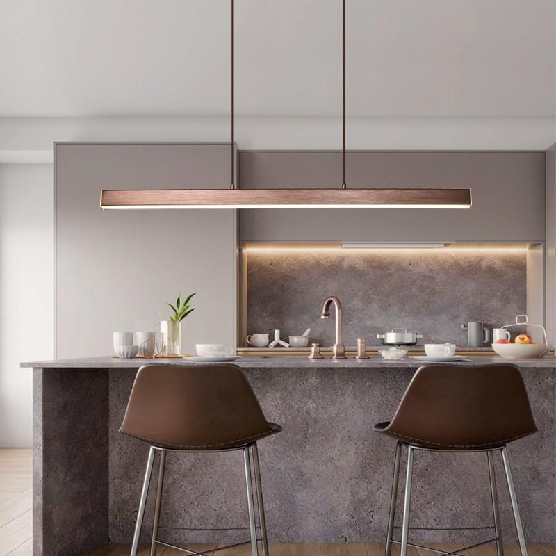 Suspension Rectangulaire LED Dimable Noir Marron Métal Acrylique Table à Manger Salon 80-150cm | Restfield