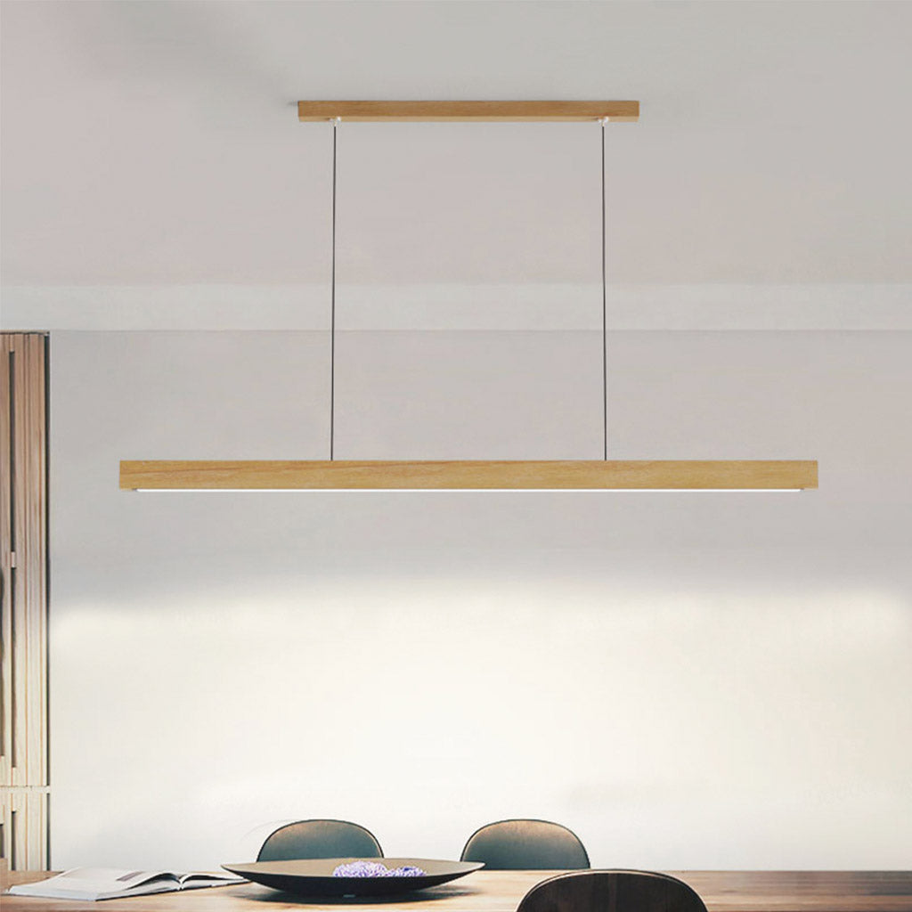 Lineare Hängeleuchte Kautschukholz LED Minimalistisches skandinavisches Design Esszimmer Kücheninsel Esstischbeleuchtung | Sansoti
