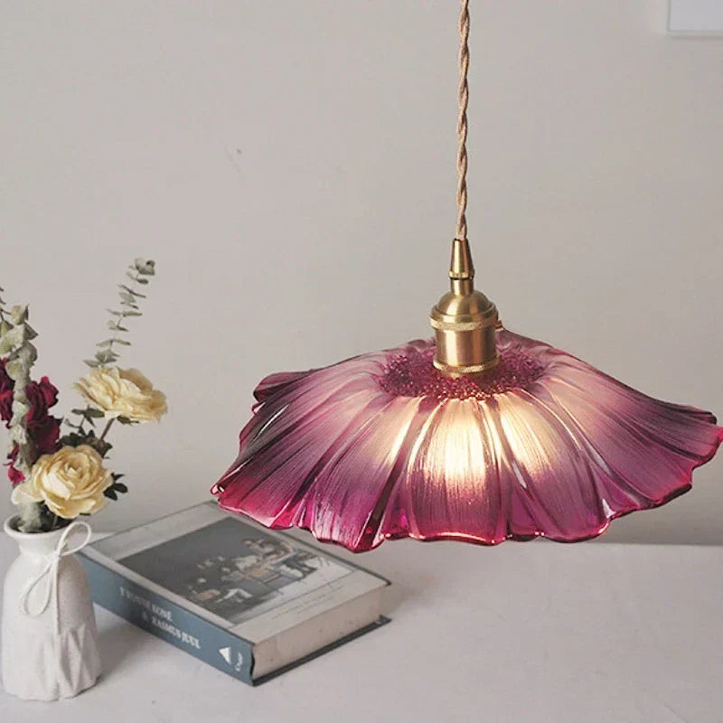 Pendant Lamp Flower Design with Glass Shade for Dining Room and Bedroom | Sansoti