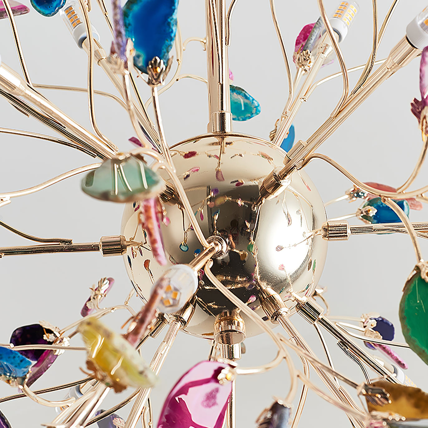 Hanglamp Kroonluchter Natuurlijk Agaat Metaal Goud Multicolor G4 12-18 Lichts Woonkamer | Sansoti