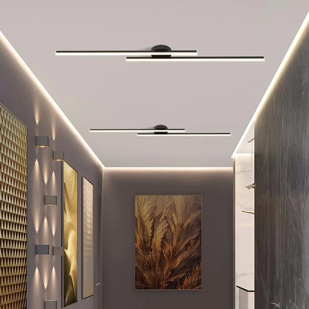 Langwerpige LED Plafondlamp Aluminium Dimbaar Modern 60cm 90cm 120cm Zwart Wit Goud | Sansoti