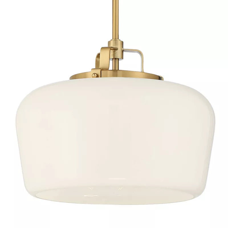 Hanglamp met Opaal Wit Glazen Kap en Antique Brass Fitting – 3-Lichts Hangverlichting voor Keukeneiland Eetkamer Woonkamer Scandinavisch Interieur | Sansoti
