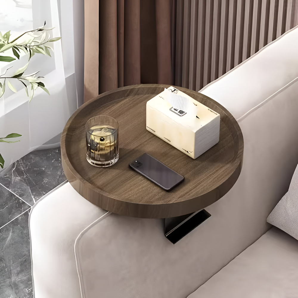 Ronde Bijzettafel voor Bankleuning - Klaptafel voor Snacks en Drankjes | Sansoti