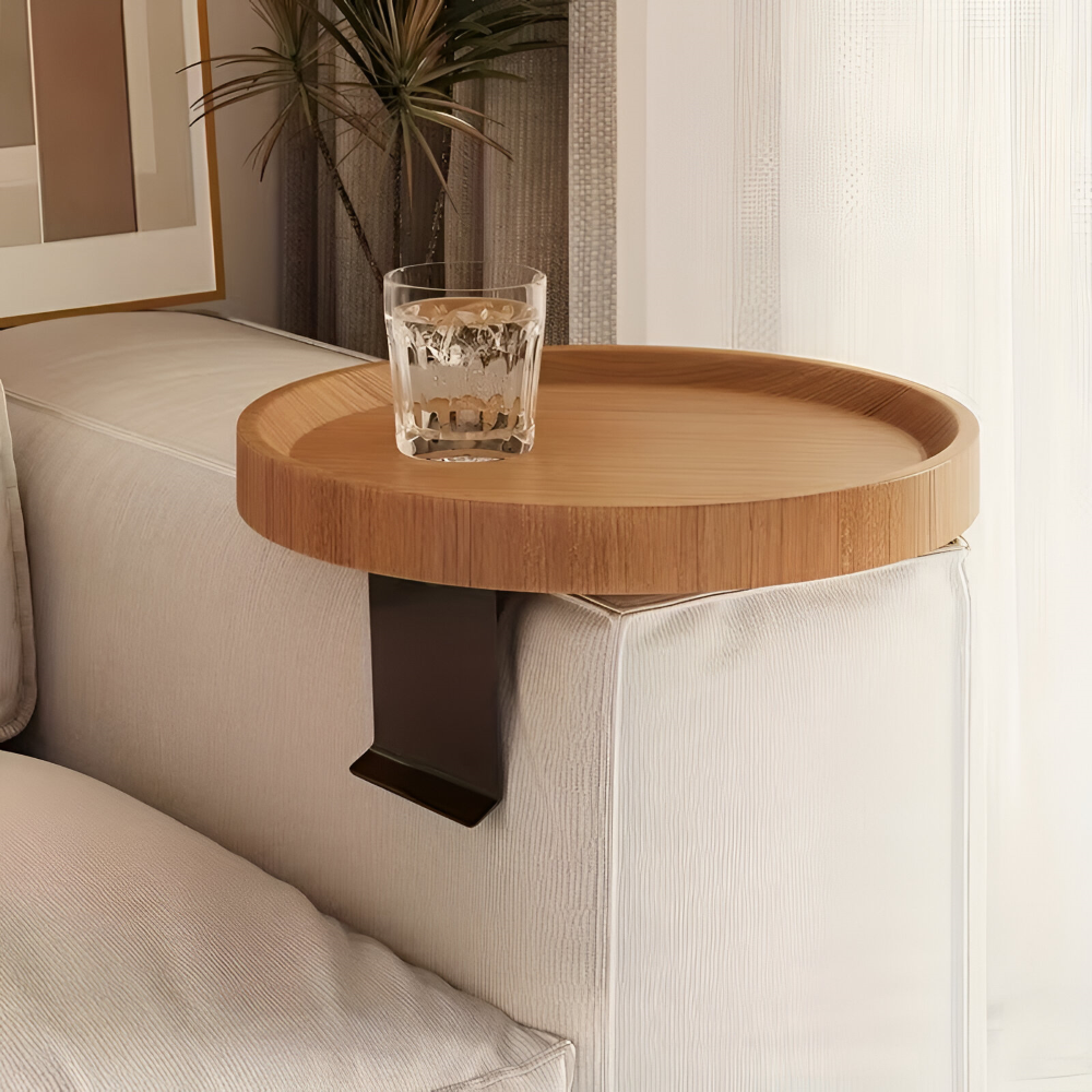 Ronde Bijzettafel voor Bankleuning - Klaptafel voor Snacks en Drankjes | Sansoti