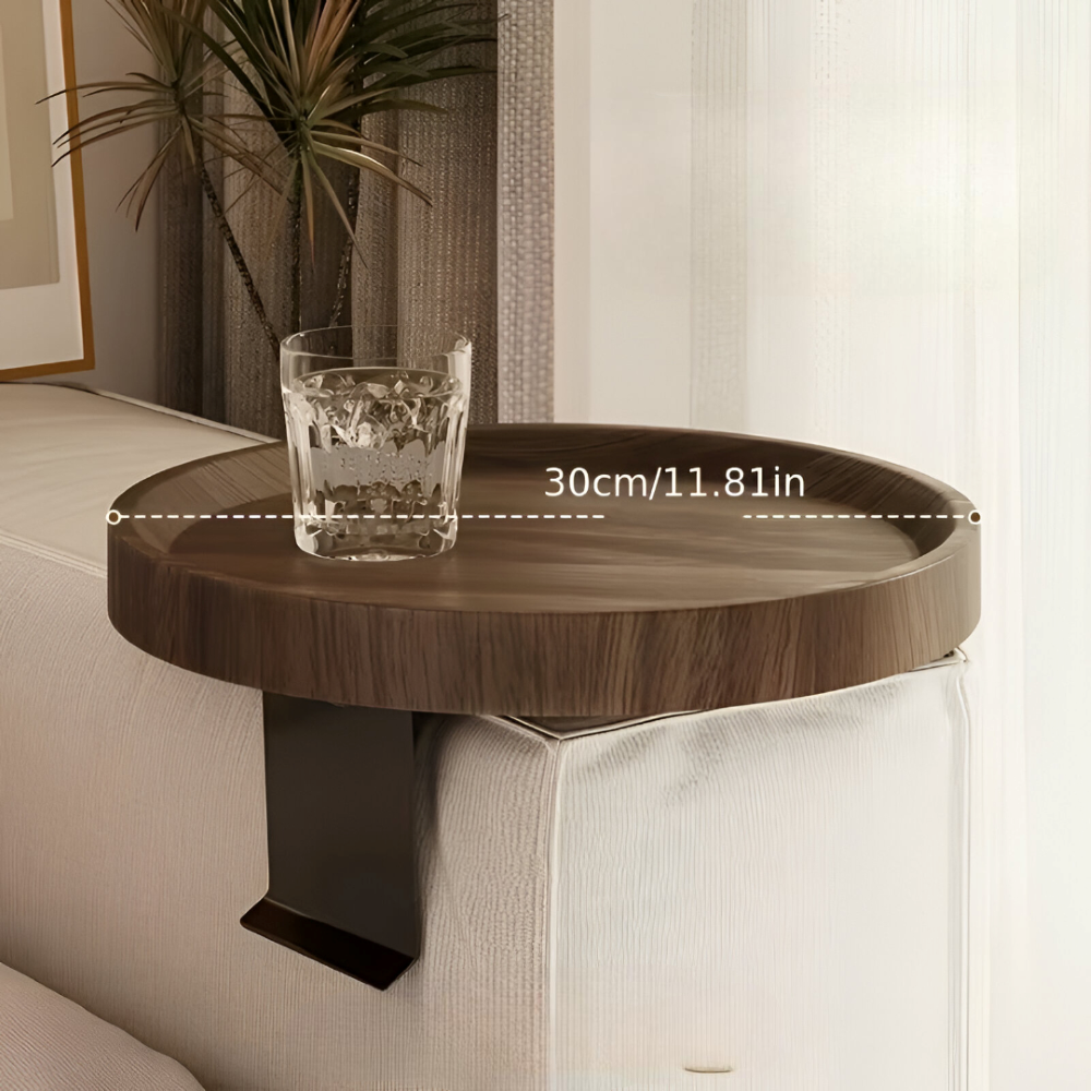 Ronde Bijzettafel voor Bankleuning - Klaptafel voor Snacks en Drankjes | Sansoti