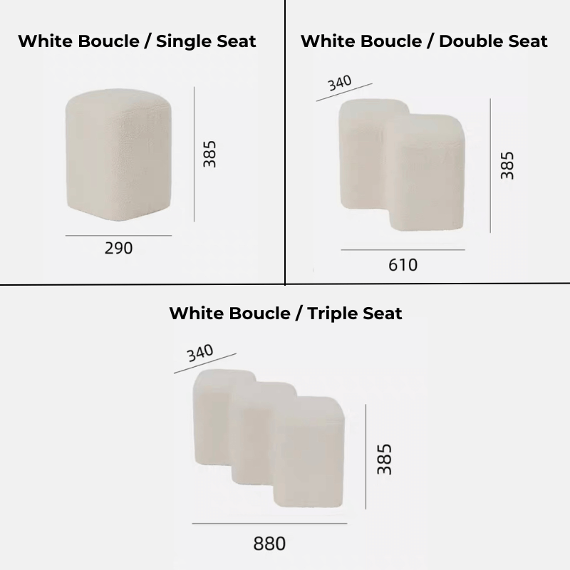 Design Bouclé Bench Entry Geometric Modern White Beige Gray Green Leather Black Orange Single Double Triple Seat | Sansoti