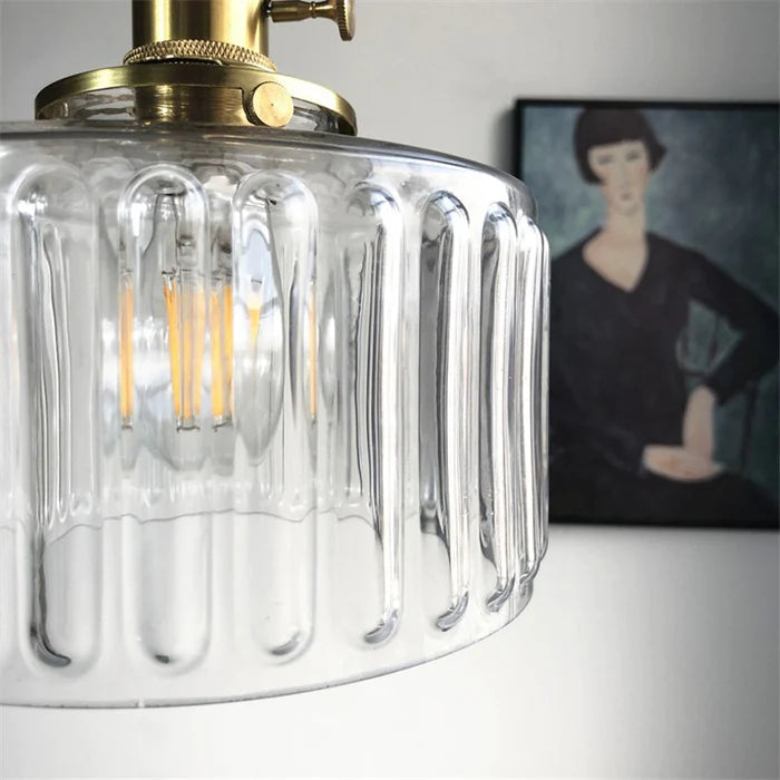 Crystal Glass Pendant Light Cylindrical Shape Adjustable Height Vintage Style Living Room Dining Room Hallway Ambient Lighting | Sansoti