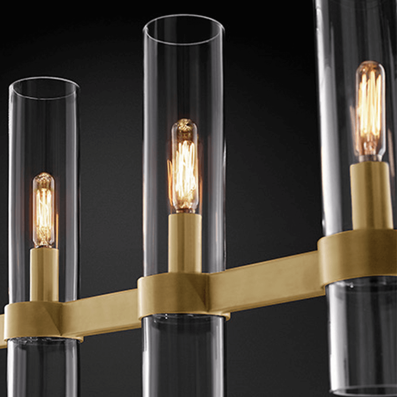Moderne Eettafel Kroonluchter met Cilindervormige Glazen Kappen – Hanglamp Messing – Sfeerverlichting voor Woonkamer Eetkamer Keukeneiland | Sansoti