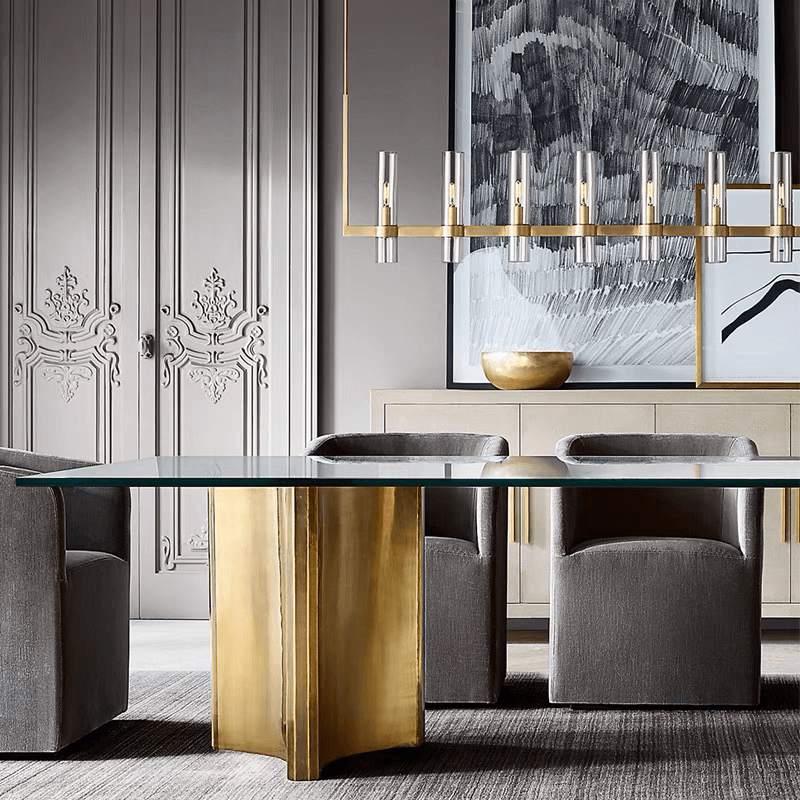Moderne Eettafel Kroonluchter met Cilindervormige Glazen Kappen – Hanglamp Messing – Sfeerverlichting voor Woonkamer Eetkamer Keukeneiland | Sansoti