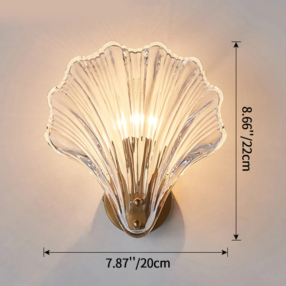 Wandlamp Schelp Glas Metaal LED Kust Luxe Slaapkamer Hal Badkamer Modern | Sansoti