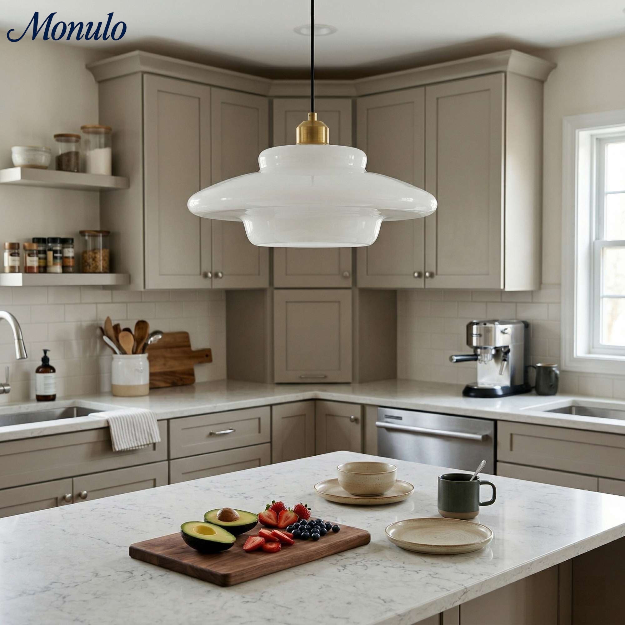 Glazen Hanglamp met Gelaagd Design – Melkwit Matglas voor Eetkamer en Woonkamer | Sansoti