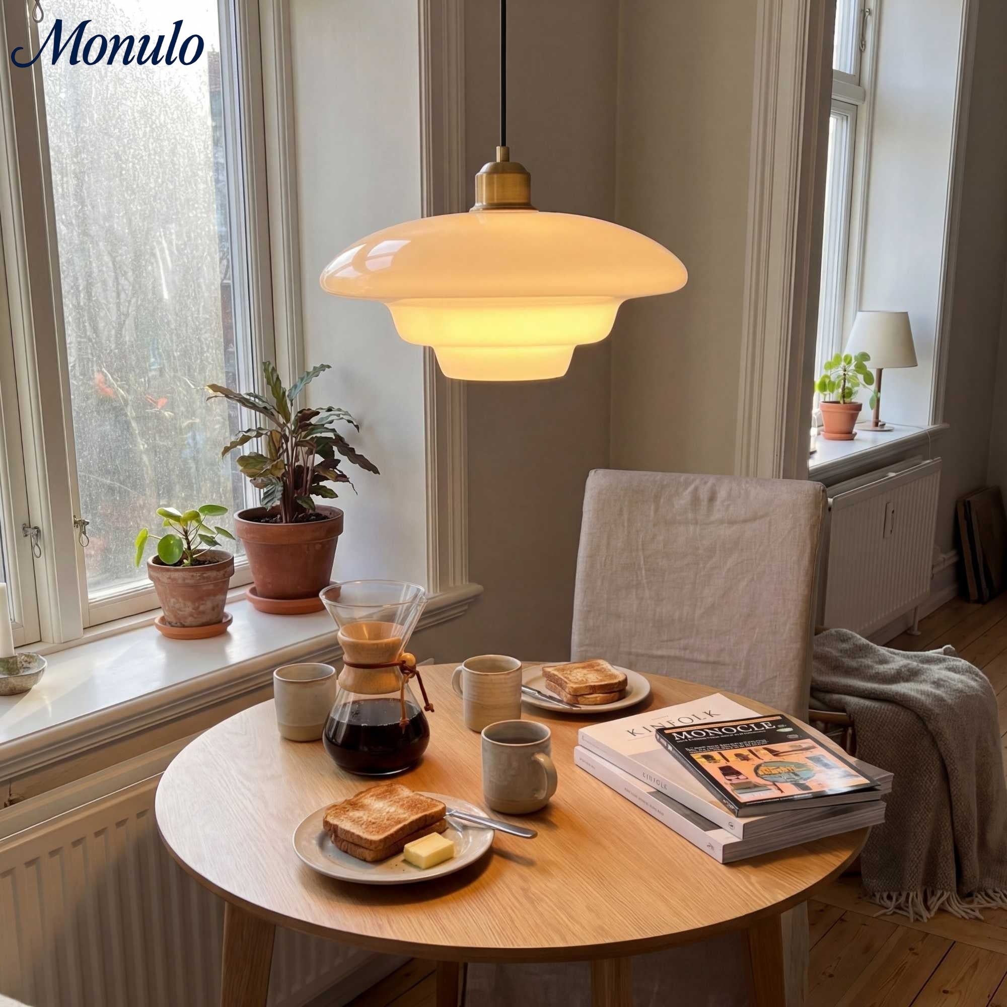 Glazen Hanglamp met Gelaagd Design – Melkwit Matglas voor Eetkamer en Woonkamer | Sansoti