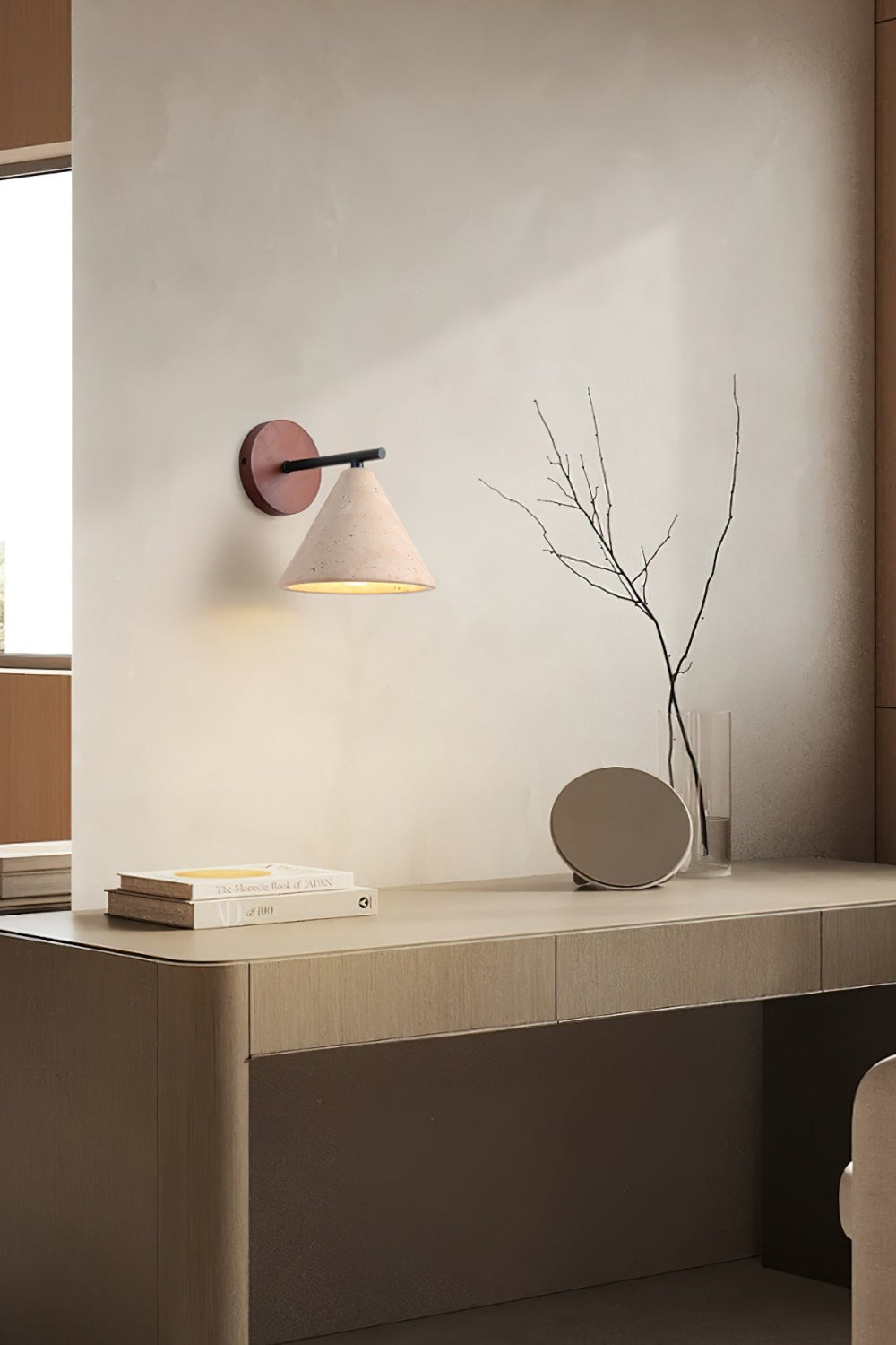 Travertijn Wandlamp Taps Toelopend Design Minimalistische Accentverlichting Slaapkamer Woonkamer | Sansoti