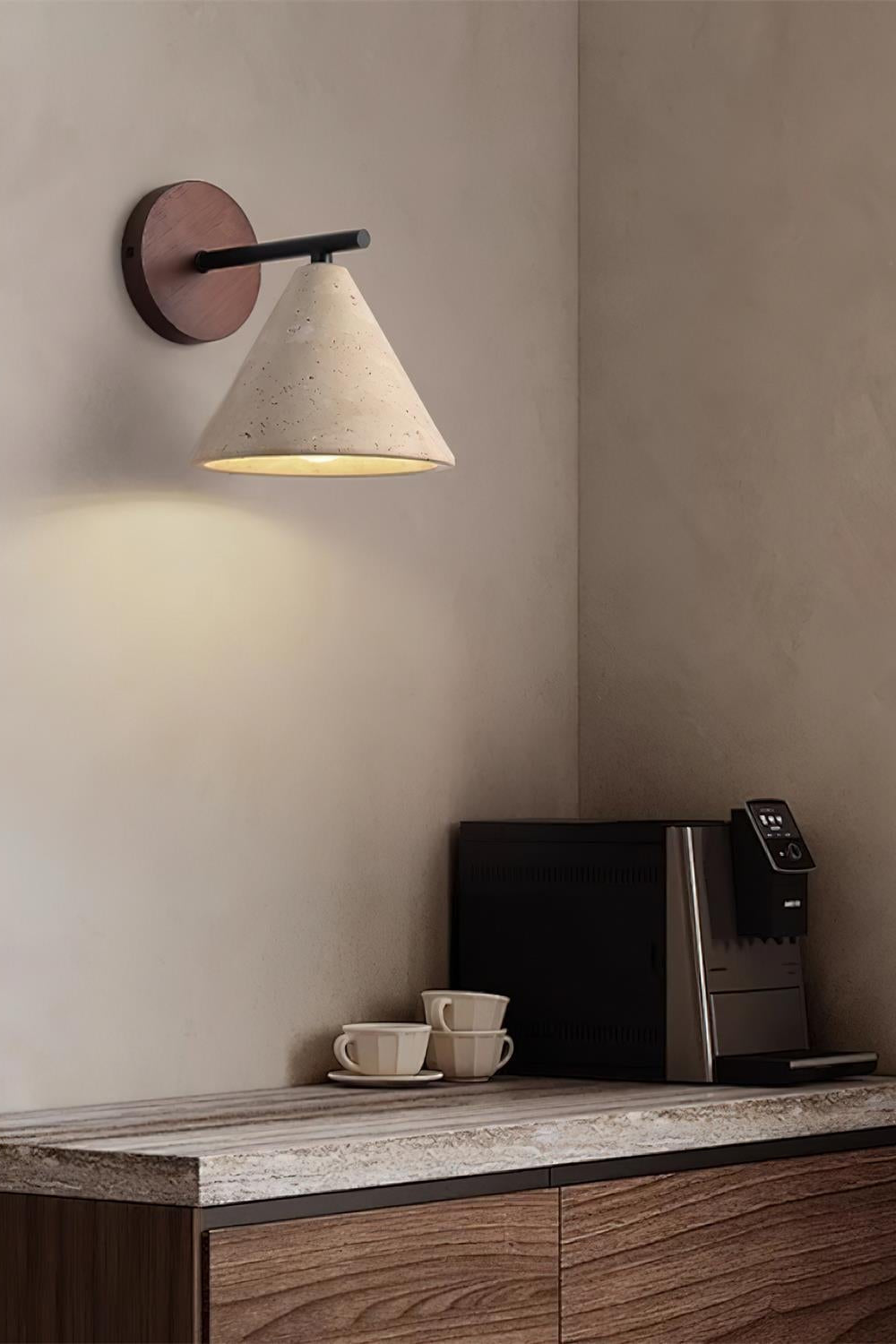 Travertijn Wandlamp Taps Toelopend Design Minimalistische Accentverlichting Slaapkamer Woonkamer | Sansoti