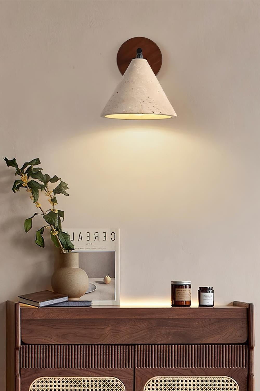 Travertijn Wandlamp Taps Toelopend Design Minimalistische Accentverlichting Slaapkamer Woonkamer | Sansoti