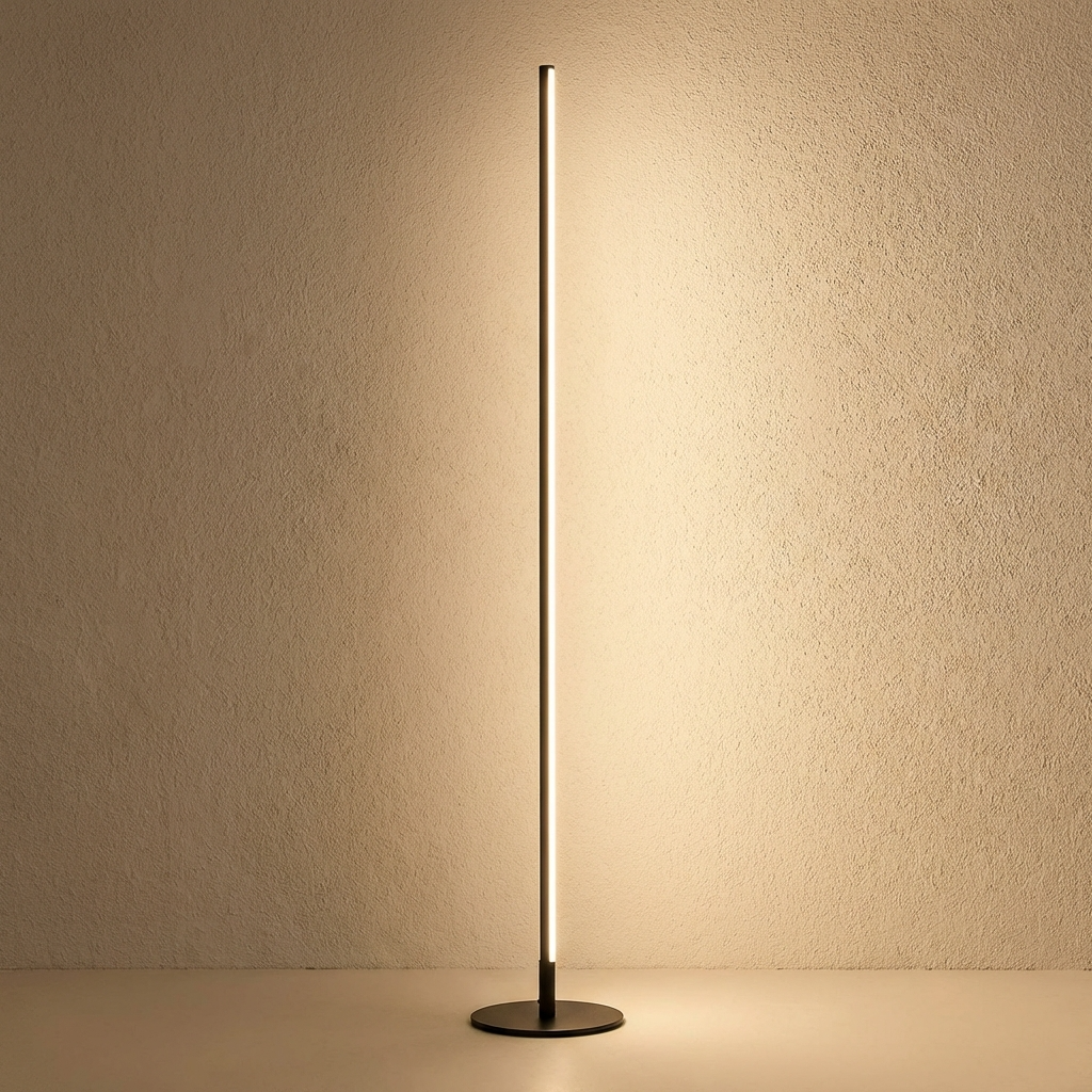 Schlanke Metall-Stehlampe mit LED-Beleuchtung, 150 cm, Schwarz, Silber, Gold, modernes Design, Leselampe für das Wohnzimmer | Sansoti