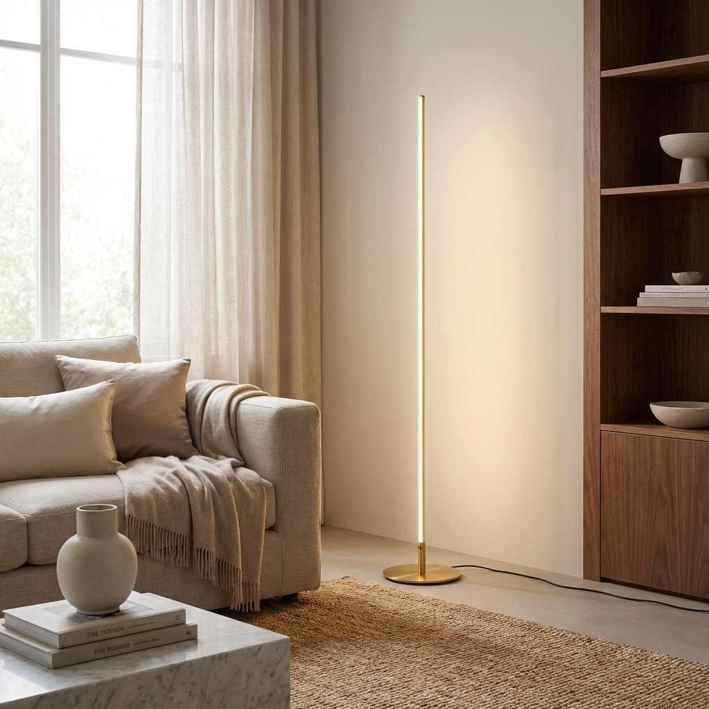 Schlanke Metall-Stehlampe mit LED-Beleuchtung, 150 cm, Schwarz, Silber, Gold, modernes Design, Leselampe für das Wohnzimmer | Sansoti