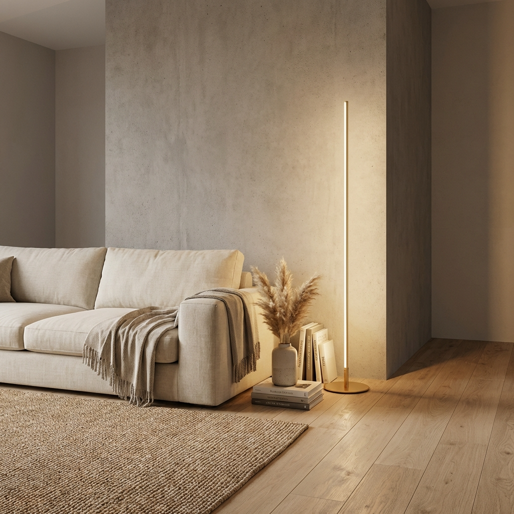 Schlanke Metall-Stehlampe mit LED-Beleuchtung, 150 cm, Schwarz, Silber, Gold, modernes Design, Leselampe für das Wohnzimmer | Sansoti
