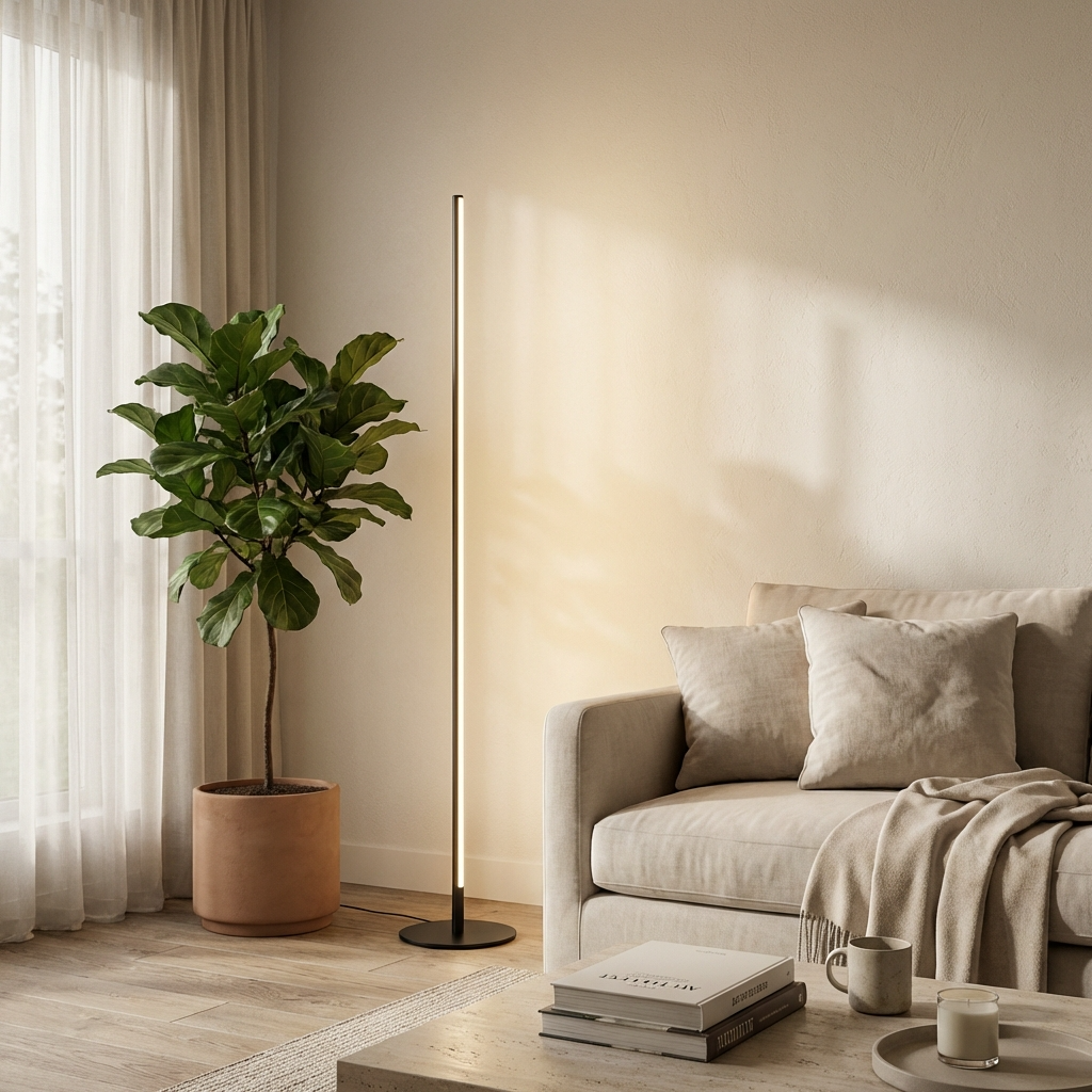 Schlanke Metall-Stehlampe mit LED-Beleuchtung, 150 cm, Schwarz, Silber, Gold, modernes Design, Leselampe für das Wohnzimmer | Sansoti